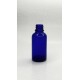 30 ml Mavi Cam Şişe Gold Metal Düz Kapaklı