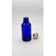 30 ml Mavi Cam Şişe Gold Metal Düz Kapaklı