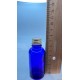 30 ml Mavi Cam Şişe Gold Metal Düz Kapaklı