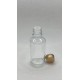 30 ml Şeffaf Cam Şişe Gold Metal Düz Kapaklı