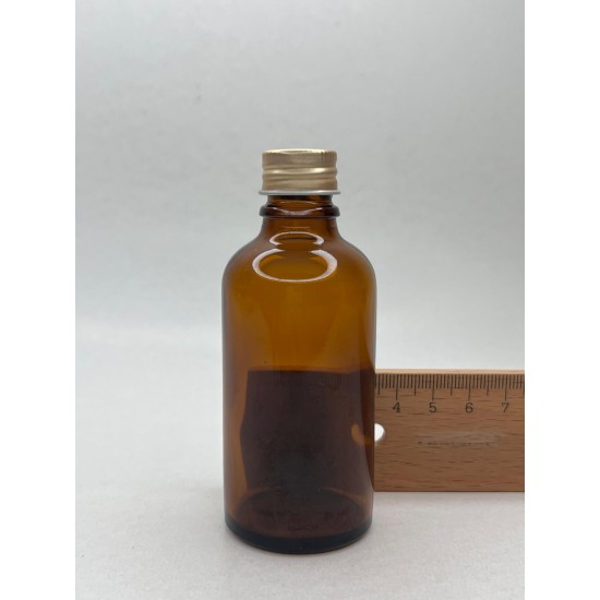 50 ml Kahverengi Cam Şişe Gold Metal Düz Kapaklı