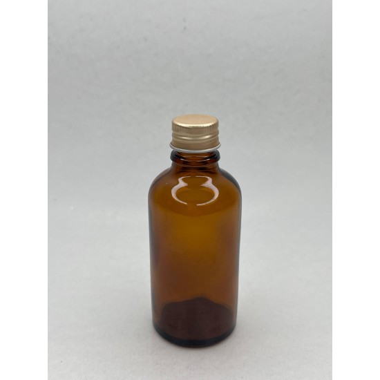 50 ml Kahverengi Cam Şişe Gold Metal Düz Kapaklı