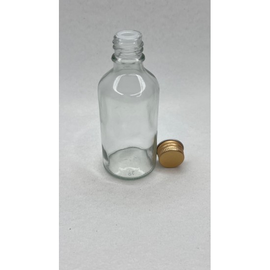 50ml Şeffaf Şişe Gold Metal Düz kapaklı