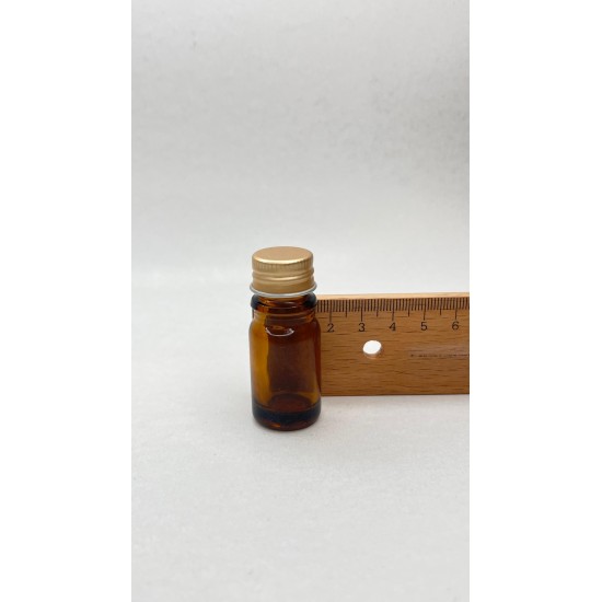 5 ml Kahverengi Cam Şişe Gold Metal Düz Kapaklı
