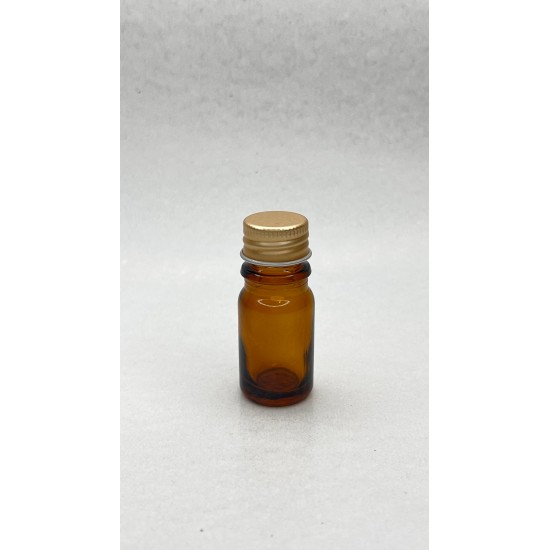 5 ml Kahverengi Cam Şişe Gold Metal Düz Kapaklı