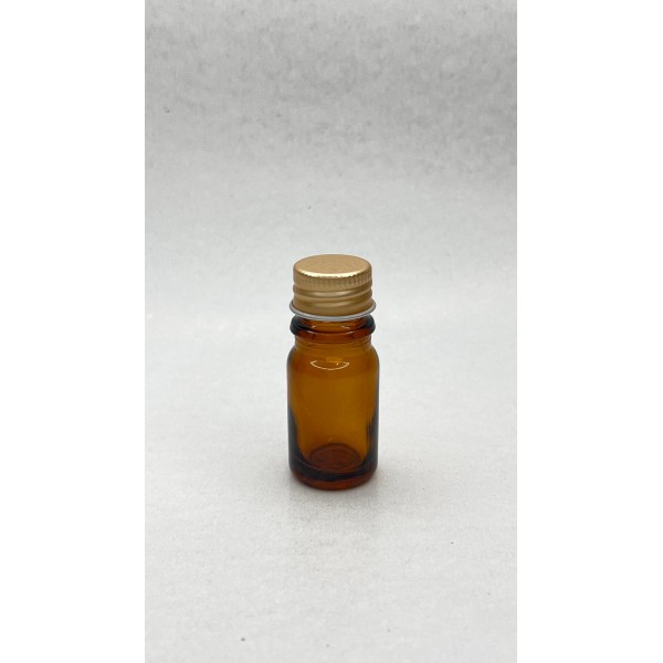 5 ml Kahverengi Cam Şişe Gold Metal Düz Kapaklı