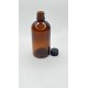 100 ml Kahverengi (Amber) Cam Şişe Siyah Plastik Düz Kapaklı