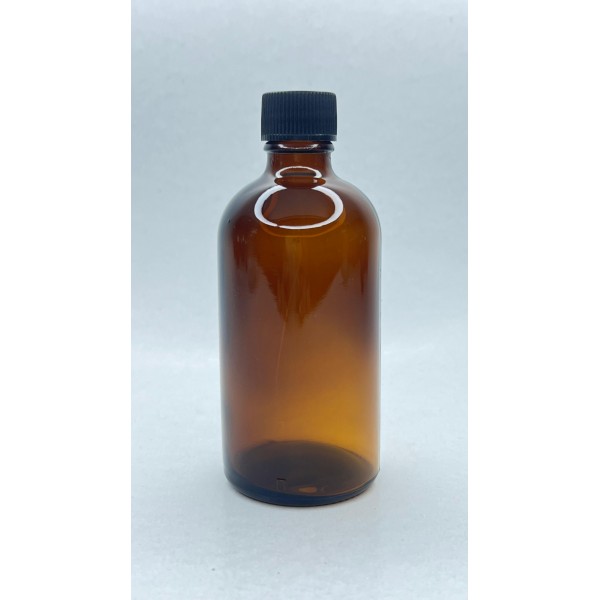 100 ml Kahverengi (Amber) Cam Şişe Siyah Plastik Düz Kapaklı