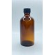 100 ml Kahverengi (Amber) Cam Şişe Siyah Plastik Düz Kapaklı