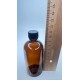 100 ml Kahverengi (Amber) Cam Şişe Siyah Plastik Düz Kapaklı