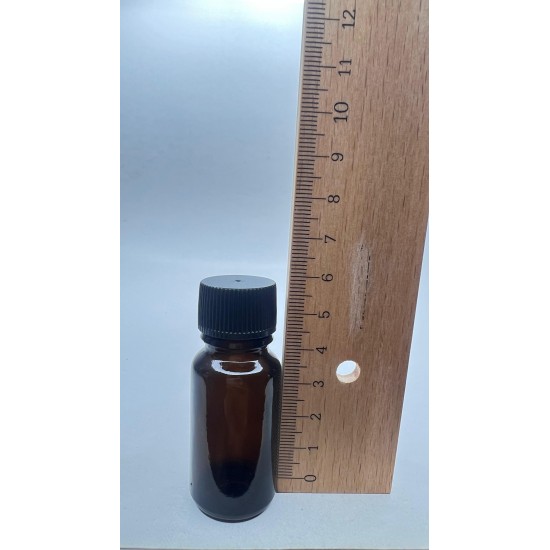 10 ml Kahverengi (Amber) Cam Şişe Siyah Plastik Düz Kapaklı