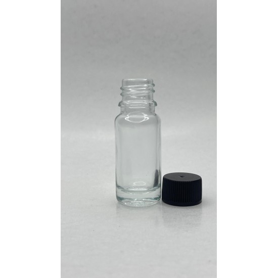 10ml-şeffaf-kobalt-cam-sise-siyah-plastik-duz-kapakli