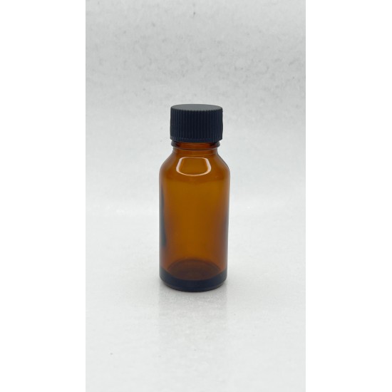 20 ml Kahverengi (Amber) Cam Şişe Siyah Plastik Düz Kapaklı