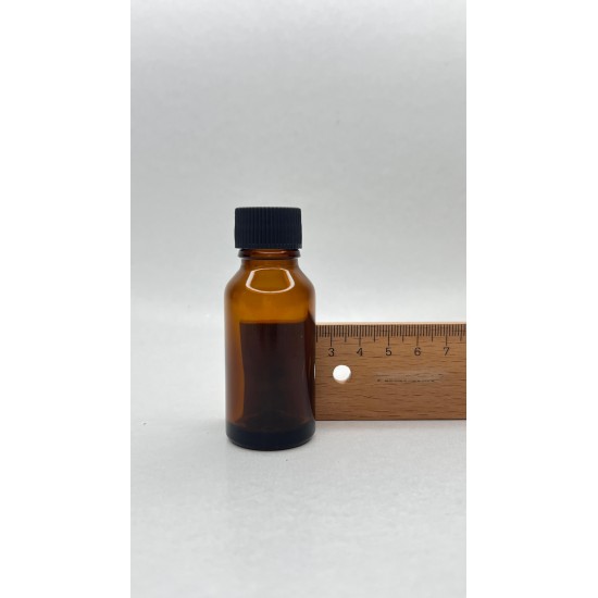 20 ml Kahverengi (Amber) Cam Şişe Siyah Plastik Düz Kapaklı
