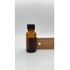 20 ml Kahverengi (Amber) Cam Şişe Siyah Plastik Düz Kapaklı