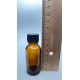 20 ml Kahverengi (Amber) Cam Şişe Siyah Plastik Düz Kapaklı