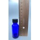 20 ml Mavi (Kobalt) Cam Şişe Siyah Plastik Düz Kapaklı