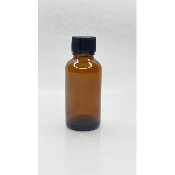 30 ml Kahverengi (Amber) Cam Şişe Siyah Plastik Düz Kapaklı