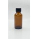 30 ml Kahverengi (Amber) Cam Şişe Siyah Plastik Düz Kapaklı