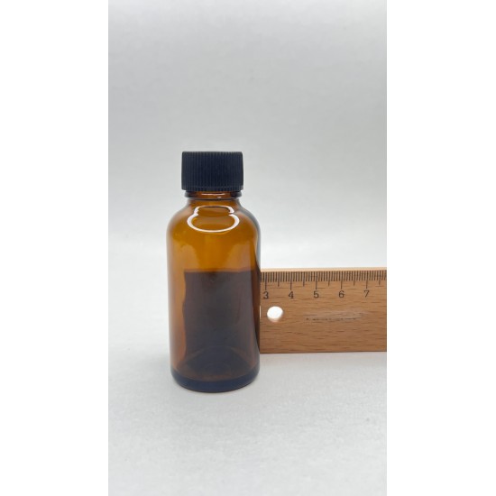 30 ml Kahverengi (Amber) Cam Şişe Siyah Plastik Düz Kapaklı