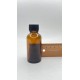 30 ml Kahverengi (Amber) Cam Şişe Siyah Plastik Düz Kapaklı