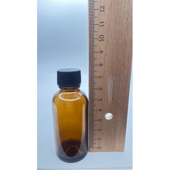 30 ml Kahverengi (Amber) Cam Şişe Siyah Plastik Düz Kapaklı