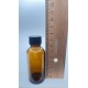 30 ml Kahverengi (Amber) Cam Şişe Siyah Plastik Düz Kapaklı