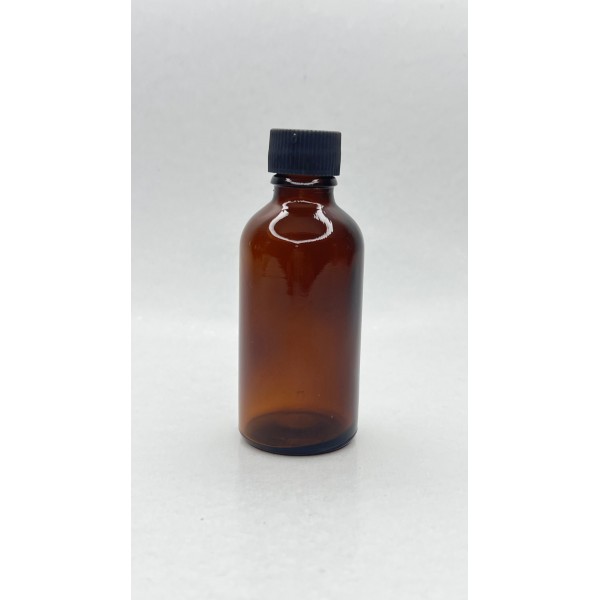 50 ml Kahverengi (Amber) Cam Şişe Siyah Plastik Düz Kapaklı