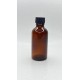50 ml Kahverengi (Amber) Cam Şişe Siyah Plastik Düz Kapaklı