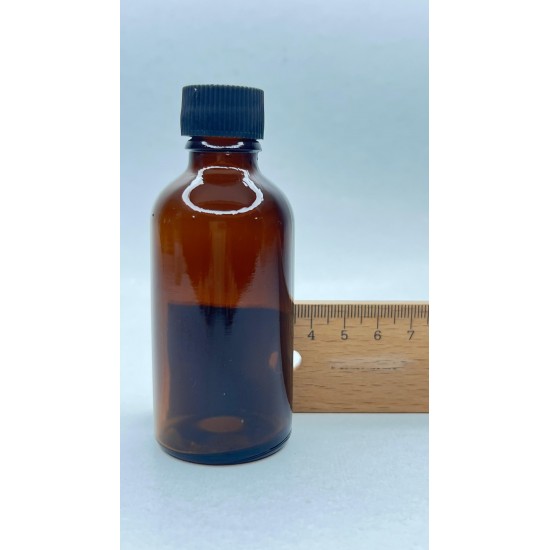 50 ml Kahverengi (Amber) Cam Şişe Siyah Plastik Düz Kapaklı