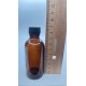 50 ml Kahverengi (Amber) Cam Şişe Siyah Plastik Düz Kapaklı