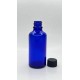 50 ml Mavi (Kobalt) Cam Şişe Siyah Plastik Düz Kapaklı
