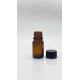 5 ml Kahverengi (Amber) Cam Şişe Siyah Plastik Düz Kapaklı