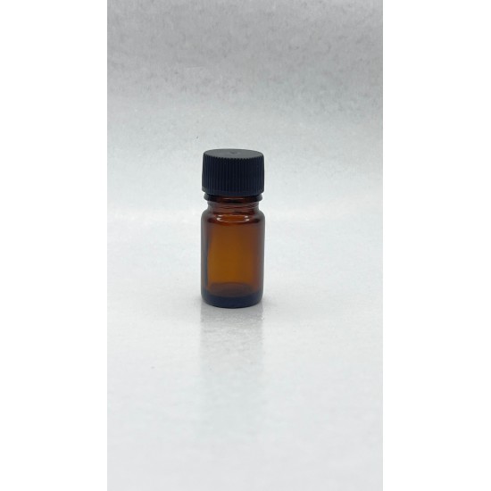 5 ml Kahverengi (Amber) Cam Şişe Siyah Plastik Düz Kapaklı