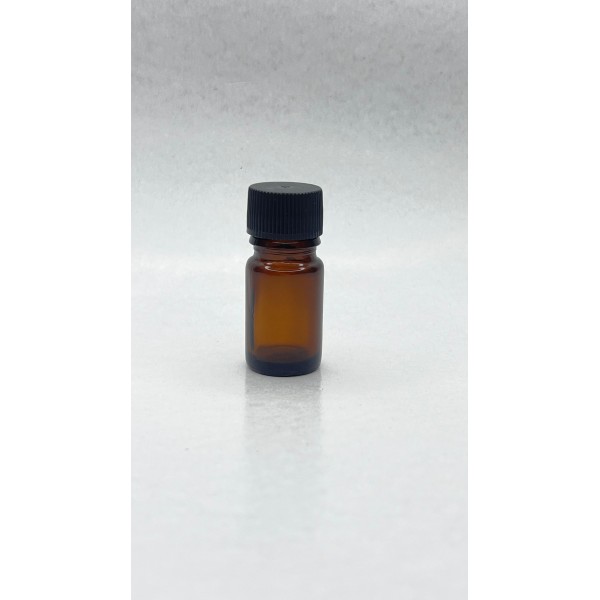 5 ml Kahverengi (Amber) Cam Şişe Siyah Plastik Düz Kapaklı