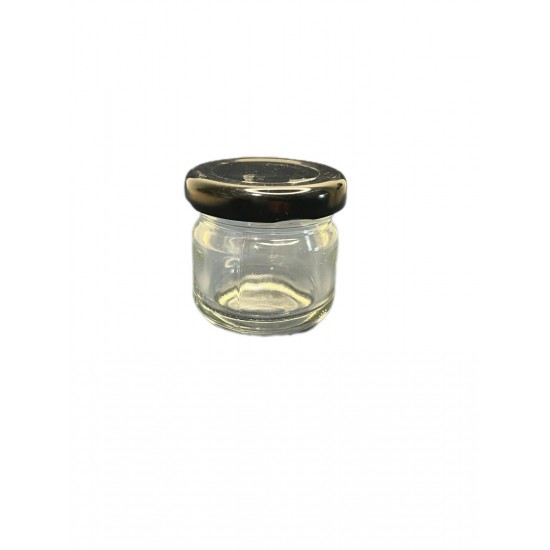 29 ml Cam Konserve Kavanozu Siyah Metal Kapaklı