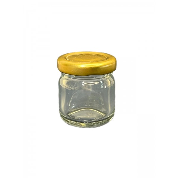 40 ml Cam Konserve Kavanozu Gold Metal Kapaklı