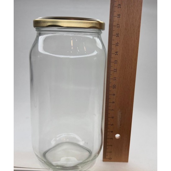 1000 ml Cam Konserve Kavanozu Metal Gold Kapaklı