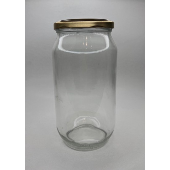 1000 ml Cam Konserve Kavanozu Metal Gold Kapaklı