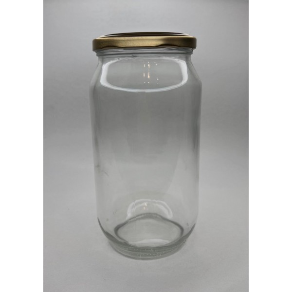 1000 ml Cam Konserve Kavanozu Metal Gold Kapaklı
