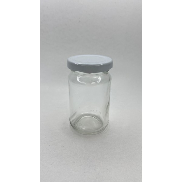 105 ml Cam Konserve Kavanozu Beyaz Metal Kapaklı
