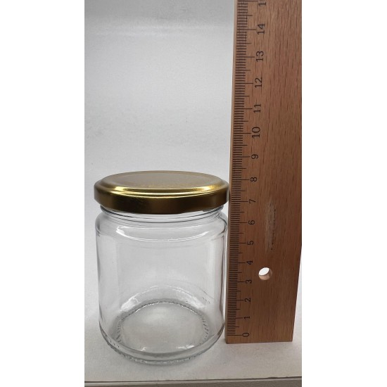 210 ml Cam Konserve Kavanozu Gold Metal Kapaklı