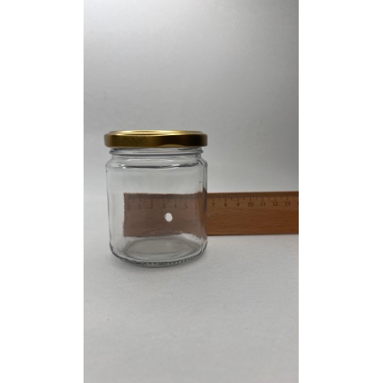 210 ml Cam Konserve Kavanozu Gold Metal Kapaklı