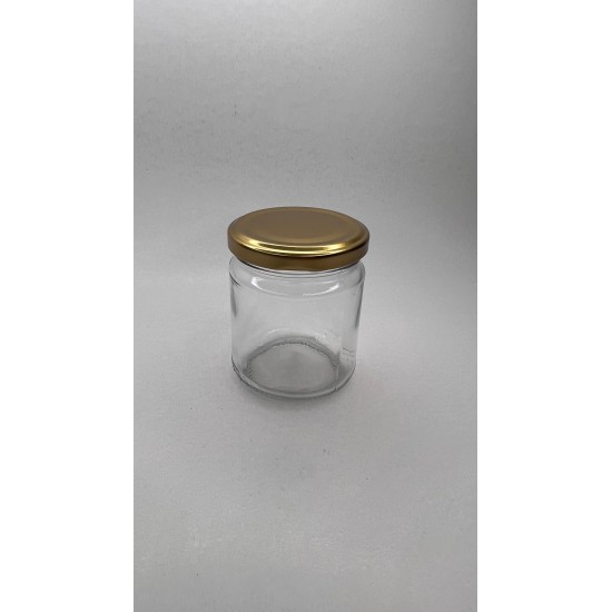 210 ml Cam Konserve Kavanozu Gold Metal Kapaklı