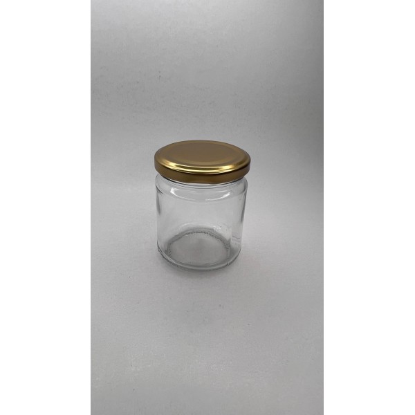 210 ml Cam Konserve Kavanozu Gold Metal Kapaklı