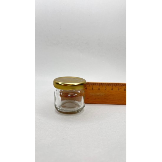 29 ml Cam Konserve Kavanozu Gold Metal Kapaklı