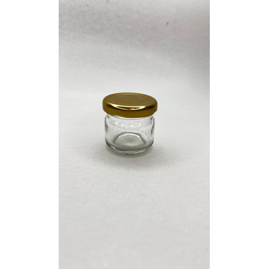 29 ml Cam Konserve Kavanozu Gold Metal Kapaklı