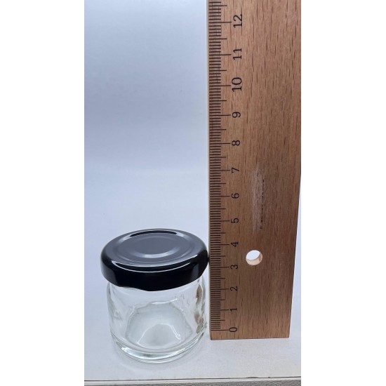 29 ml Cam Konserve Kavanozu Siyah Metal Kapaklı