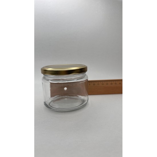 300 ml  Cam Konserve Kavanozu Gold Metal Kapaklı