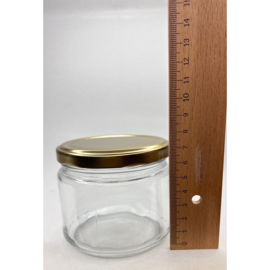300 ml  Cam Konserve Kavanozu Gold Metal Kapaklı